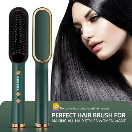 Hair Straightening and Curling Brush with 5 Temperature Gears