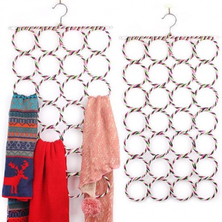 28 Rings Scarf Stand Silk Towel Rack | Paper Rattan Hanger