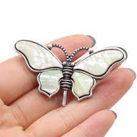 Shell Butterfly Insect Brooch Pin