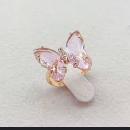 Pink Crystal Butterfly Finger Ring