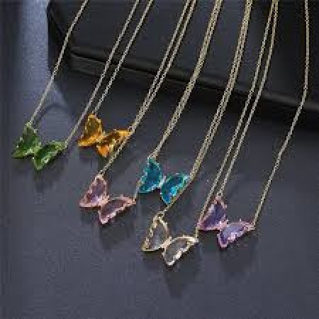 Butterfly pendant chain necklec