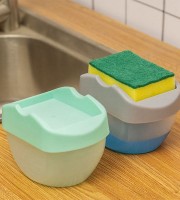 Press Soap Dispenser With Sponge And Liquid Container