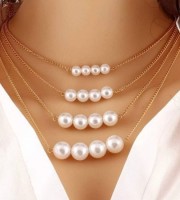 4 Layer White Pearl Choker Necklace