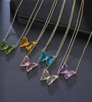 Butterfly pendant chain necklec